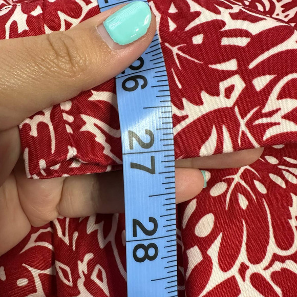 Club Monaco Women Beachy Tropical Print Wide Leg Belted Pull-On Pants Red 12 - Picture 8 of 10